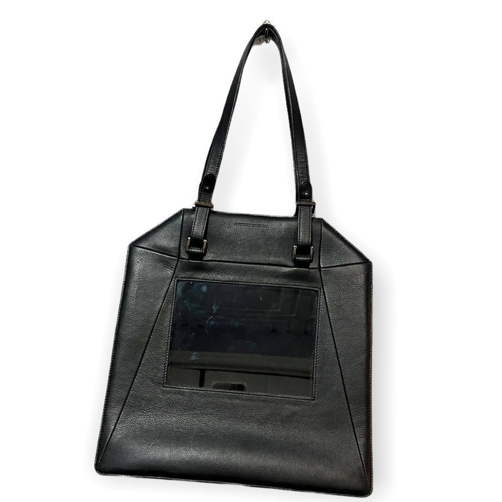 Sydney Rogers | Black Leather Clear IPad Window Shoulder Bag